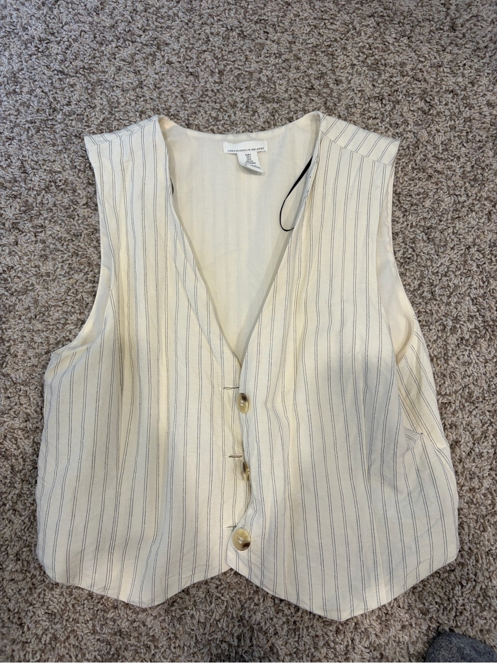 H&M Cream Pinstripe Button-Front Vest